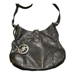 Michael Kors Braided Black Leather Crossbody Purse – Medium | pre-loved